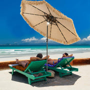 View Mud-cloth style ti-ki courtyard shade umbrella - Two-layer Hawaiian lei-style inclined beach shade umbrella, equipped with 33 LED lights, 8 umbrella ribs and a rotatable lifting device, solar-powered lawn-type courtyard shade umbrella, tropical palm image 3
