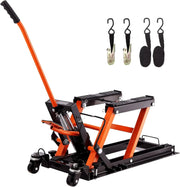 View Hydraulic Motorcycle Lift Jack 1500 LBS Capacity ATV Scissor Lift Jack Portable Motorcycle Lift Table with 4 Wheels Hydraulic Foot-Operated Hoist Stand for Motorcycle ATV UTV Powersports image 1