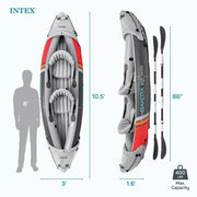 View 2025 Intex Dakota K2 Kayak inflable de vinilo para 2 personas, con remos y bomba – Caja abierta image 5
