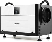 View Commercial dehumidifier, suitable for 1300 square feet of basements, storage areas or work sites, equipped with a 9.8-foot drainage pipe and a wired remote control panel, white model. image 1
