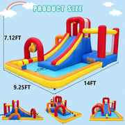 View Inflatable Water Slide, 10 in 1 Water Park Bounce House with Blower, Splash Pool, 2 Slides, Water Cannon, Climbing Wall, Blow up Water Slides for Kids Outdoor Backyard image 2