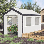 View A 20-foot x 10-foot x 9-foot walk-in green house with an outdoor garden greenhouse, equipped with 6 roll-up windows, 2 zipper doors and a rain cover, in white color. image 2