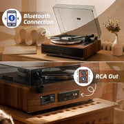 View High Fidelity Belt Drive Turntable with Built-in Speakers, Vinyl Record Player with Magnetic Cartridge, Bluetooth Playback and Aux-in Functionality, Auto Off image 4