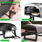 View Outdoor pizza oven, equipped with 360-degree rotating pizza stone | Adjustable temperature control | Includes pizza shovel, pizza knife, stone, lid and hose | Can bake a 12-inch pizza in 60 seconds | 32.9 x 16.1 x 12.4 inches image 4