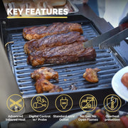 View Electric Barbecue Grill | Compact design, quick preheating, digital temperature control | High-power infrared outdoor barbecue and grilling function image 2