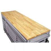 View 72 in 18-Drawer 24 in. D Mobile Workbench with Solid Wood Top Stainless Steel image 2