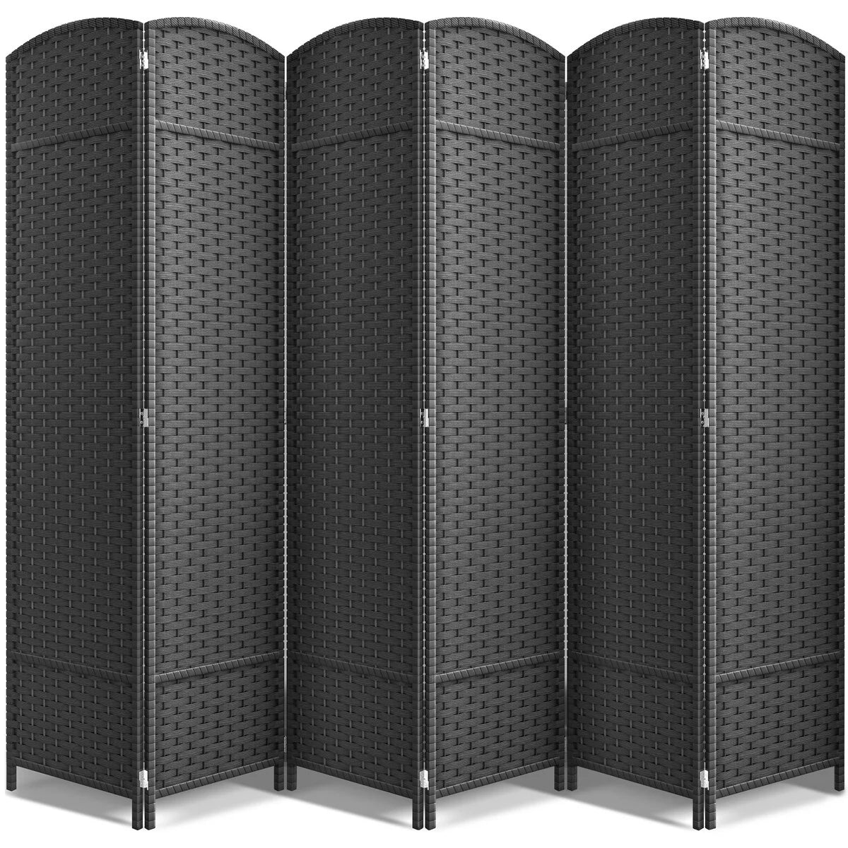6 Panel Room Divider, 6ft Tall Extra Wide Folding Privacy Screen with Hand-Woven Mesh Panels
