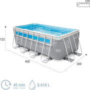 View Intex Piscina Desmontable Rectangular Prism Frame, 400x200x122 cm, Material Triple Capa, Capacidad 8.418 L, Ventana panorámica, Tapiz, Cobertor, image 4