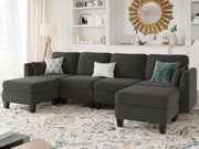 View Modular Sectional Sofa, Convertible U Shaped Sofa Couch with High Density Memory Foam, 6 Seat Comfy Modular Sofa Couch for Living Room, Modern U Shaped Sectional Sofa, Dimgrey image 3