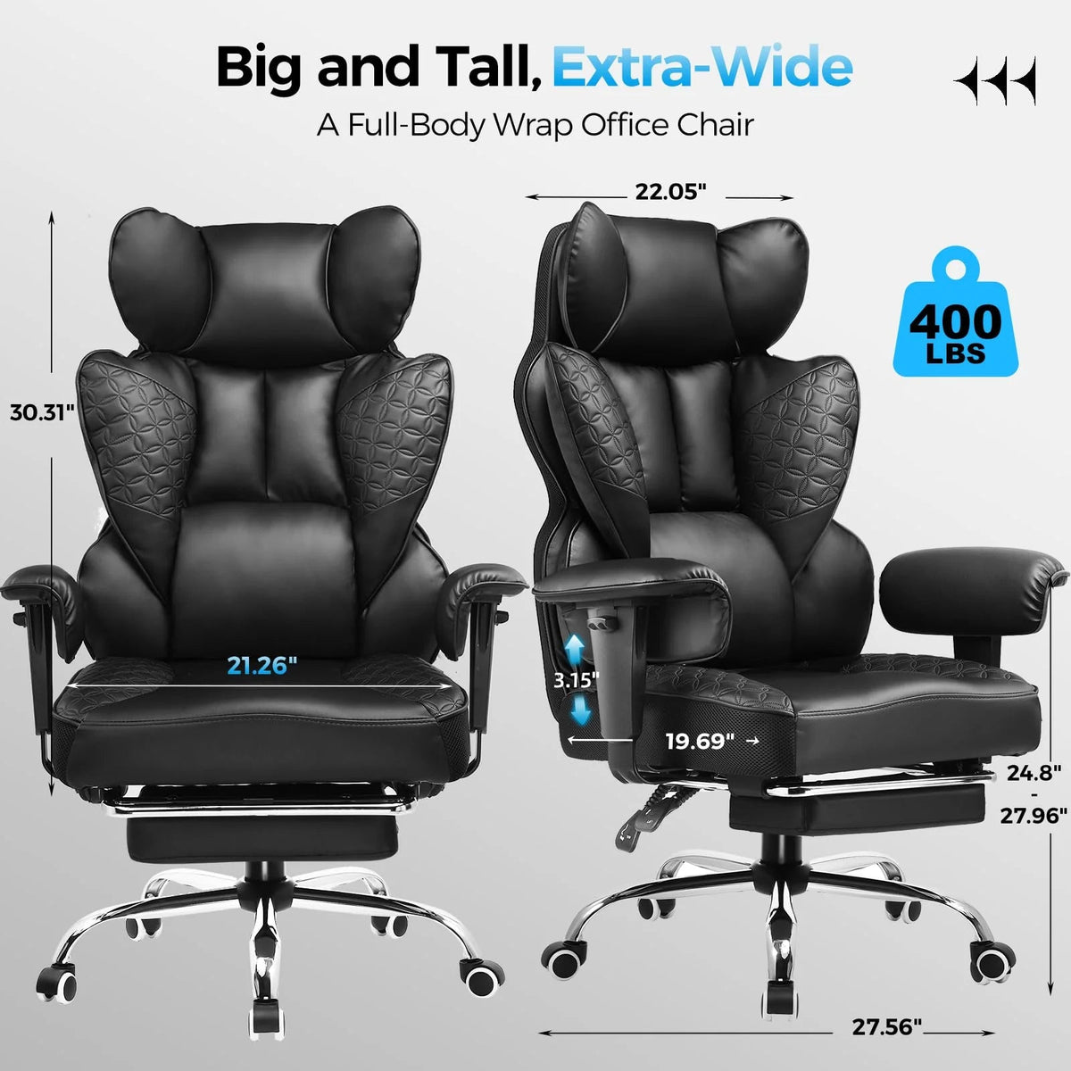 400 LBS Big and Tall Gaming Chair, Ergonomic High Back Computer Desk Chair for Gaming, Work and Home Office