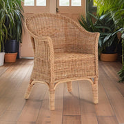 View Rattan-Sessel Natur/Esszimmersessel Korb-Sessel/Rattanmöbel Rattansessel Rattanstuhl mit Armlehnen Lounge Flechtsessel (Natur) image 2