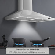 View 30-inch Wall Mount Range Hood 450CFM - Stainless Steel Kitchen Vent Hood, Ultra Quiet 55dB, Ducted/Ductless Convertible, 3-Speed + LED Light,... image 5