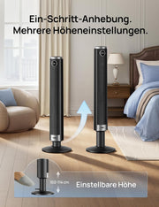View DREO Smart 102–114cm Turmventilator fürs Schlafzimmer, Höhenverstellbar, 8.4m/s, DC-Motor, 9 Stufen, 4 Modi, 90°-Oszillation, Standventilator, 20dB image 3