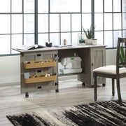 View Craft Cart Storage Cabinet, Rolling Sewing Table with Expandable Top, Mystic Oak image 3