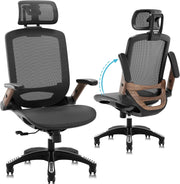 View Ergonomic Office Chair, High Back Home Desk Chair with Headrest, Flip-Up Arms, 90-120° Tilt Lock and Wide Cushion, Big and Tall Mesh Chairs for Man Woman, Black Task Chair image 3
