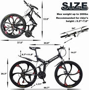 View 26-Inch Folding Mountain Bike for Adults, 21-Speed, Dual Suspension image 3