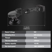 View Buffer Polisher, 18V Cordless Rotary Polisher, 4Inch & 5Inch Car Polisher with 7 Variable Speed 2Pcs 4.0Ah Battery, 2 Backing Plate, 6 Polishing Pads, 2 Wool Pads for Car Polishing and Waxing image 3