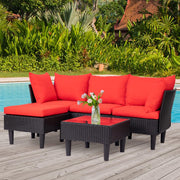 View Patio Furniture Set 4 Pieces Outdoor Rattan Chair Wicker Sofa Garden Conversation Bistro Sets for Yard,Pool or Backyard image 2