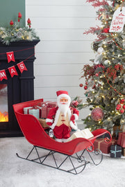 View Christmas Sleigh Outdoor Decorations Large-sized Worn Red Metal Santa Sleigh Toy Decoration Gift Basket Winter Decorations Indoor Christmas Garden Santa Sleigh Decoration - 39 inches (Sleigh-L) image 3
