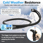 View 3/4" Hot/Cold Garden Hose 200 ft with Industrial High Pressure Nozzle, Flexible & Lightweight, 600psi Burst Rubber Water hose -50℉-158℉ With 3/4" Brass Fittings for Yard, Black image 2