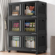 View 600 sets of stackable storage boxes with lids and doors, 6 sets of plastic coat closets and storage drawers with wheels, large foldable storage boxes, household and office cabinets image 4