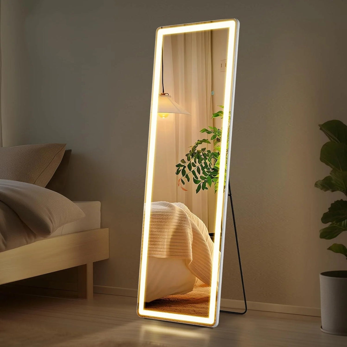 64 x 21 Inch Full Length LED Floor Mirror with Stand, Full Body Wall Mounted Mirror