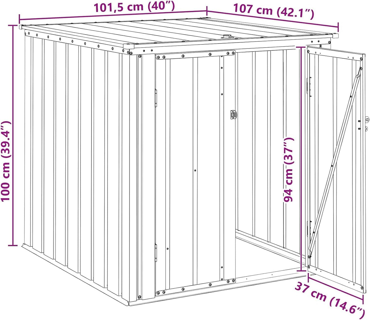 vidaXL Gartenlagerbox Schwarz 101,5 x 107 x 100 cm Stahl, Stylischer, rechteckiger Tisch für jeden Essbereich, pflegeleicht, Elegantes Design,