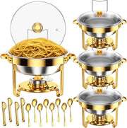 View 4 Pack Stainless Steel Chafing Dishes for Buffet, 9 QT Capacity 7 Pans Food Warmers for Parties, Weddings, Events Hosting, Family Gatherings, Full Set Catering Server with Serving Utensils Accessories image 2