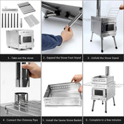 View Outdoor sauna hot water tent stove, rocket-type heater, portable camping wood stove, cooking equipment for dry sauna, cooking tools suitable for husbands and friends image 4
