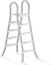 View 4 Stufige Poolleiter Edelstahl, Pooltreppe für Aufstellpool, Poolleiter 132 cm Poolhöhe, Pool Treppe, Poolstufen für Aufstellpools, Schwimmbadleiter image 1