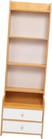 View High platform bedside cabinet storage rack. Wooden bedside table with open shelves. Abundant storage space, simple design, suitable for bedroom furniture. Easy to assemble, with a rustic style and warm surface treatment. image 1