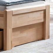 View Ewen Seniorenbett Massivholz 90x200 cm mit Schubkasten Komforthöhe aus geölter Kernbuche, Natur, mit Auflageleisten, 48 cm Einstiegshöhe, image 5