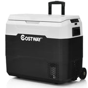 View Costway 53 qt Wheeled Corded Electric Dual-Zone Portable Car Refrigerator, White image 1