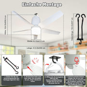 View 80CM Akku Deckenventilator mit Beleuchtung für Outdoor, 40000mAh Akku Groß Mobiler Ventilator mit Licht, 3000K-6000K Dimmbar, Fernbedienung & Haken, image 5