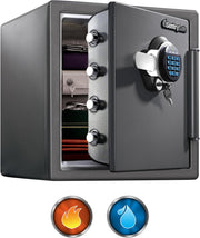 View 1.23 Cu Ft Waterproof and Fireproof Digital Safe Box, Alloy Steel Security Safe for Home and Office image 1