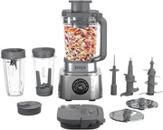 View Blender and food processor combination set, Foodi powerful blender system, suitable for making smoothies, bowl foods, spreads and milkshakes, with 6 functions, 72-ounce water jug, portable cup, silver color, SS401 model. image 1