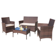 View 4-Piece Outdoor Patio Furniture Set, Rattan Wicker Chairs and Outdoor Seating Set image 1