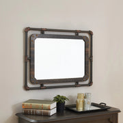View 31 Inch Industrial Metal Floating Wall Mirror, Modern Decorative Wall Mirror image 4