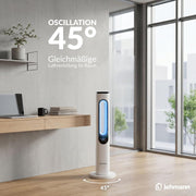 View LEHMANN Turmventilator mit Fernbedienung & LED-Display, leiser Ventilator mit Schlafmodus, 15 h Timer, 3 Lichtfarben, 3 Modi, 3 Geschwindigkeiten, image 2