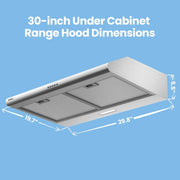 View Comfee 30 inch Under Cabinet Ducted/Ductless Convertible Slim Vent Durable Stainless Steel Kitchen Reusable Filter image 4