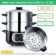 View 8.5 Qt Electric Stainless Steel Food Steamer image 2