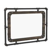 View 31 Inch Industrial Metal Floating Wall Mirror, Modern Decorative Wall Mirror image 5