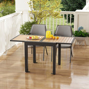 View Extensible outdoor dining table, patio table, all-weather aluminum frame, large rectangular lawn backyard garden terrace dining table, suitable for 4 to 6 people, dark gray (dark gray, slatted tabletop) image 4