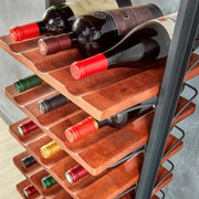 View Inclined trapezoidal wine rack - 37 wall-mounted wine storage display shelves - Mango wood and metal combined bar cabinet wine shelves - Modern kitchen and dining room decoration organizing furniture image 4