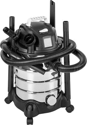View Basic type wet-dry dual-purpose vacuum cleaner, 4-gallon capacity for home use, 3 horsepower, stainless steel material, gray/black image 3