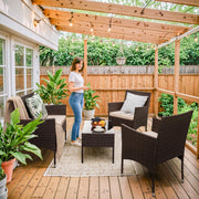 View 4-Piece Outdoor Patio Furniture Set, Rattan Wicker Chairs and Outdoor Seating Set image 2