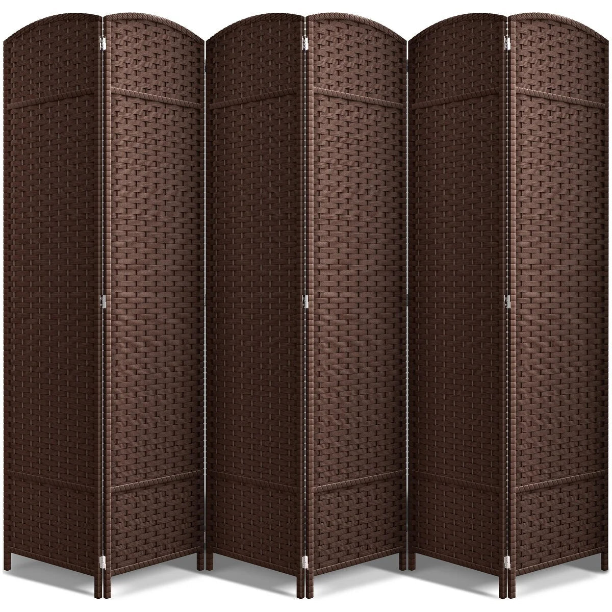 6 Panel Room Divider, 6ft Tall Extra Wide Folding Privacy Screen with Hand-Woven Mesh Panels