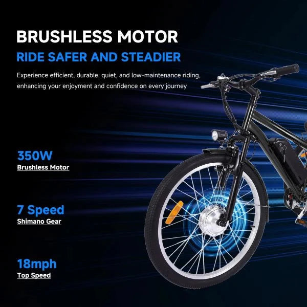 26 Inch Adult 3 Wheel Electric Tricycle with Basket, Fat Tires,7 Speeds,350W Powerful Motor, 36V 10Ah Removable Battery – Dark Gray
