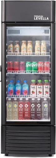 View PRF125DX Glass Door Display Refrigerator 12.5 cu ft Commercial Beverage Cooler Merchandiser With Customizable Lightbox - Silver image 1