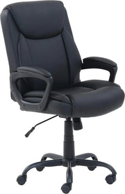 View Classic PU surface, back-adjustable height office computer desk and chair, with armrests, size: 26 inches wide x 23.75 inches long x 42 inches high, black version image 4